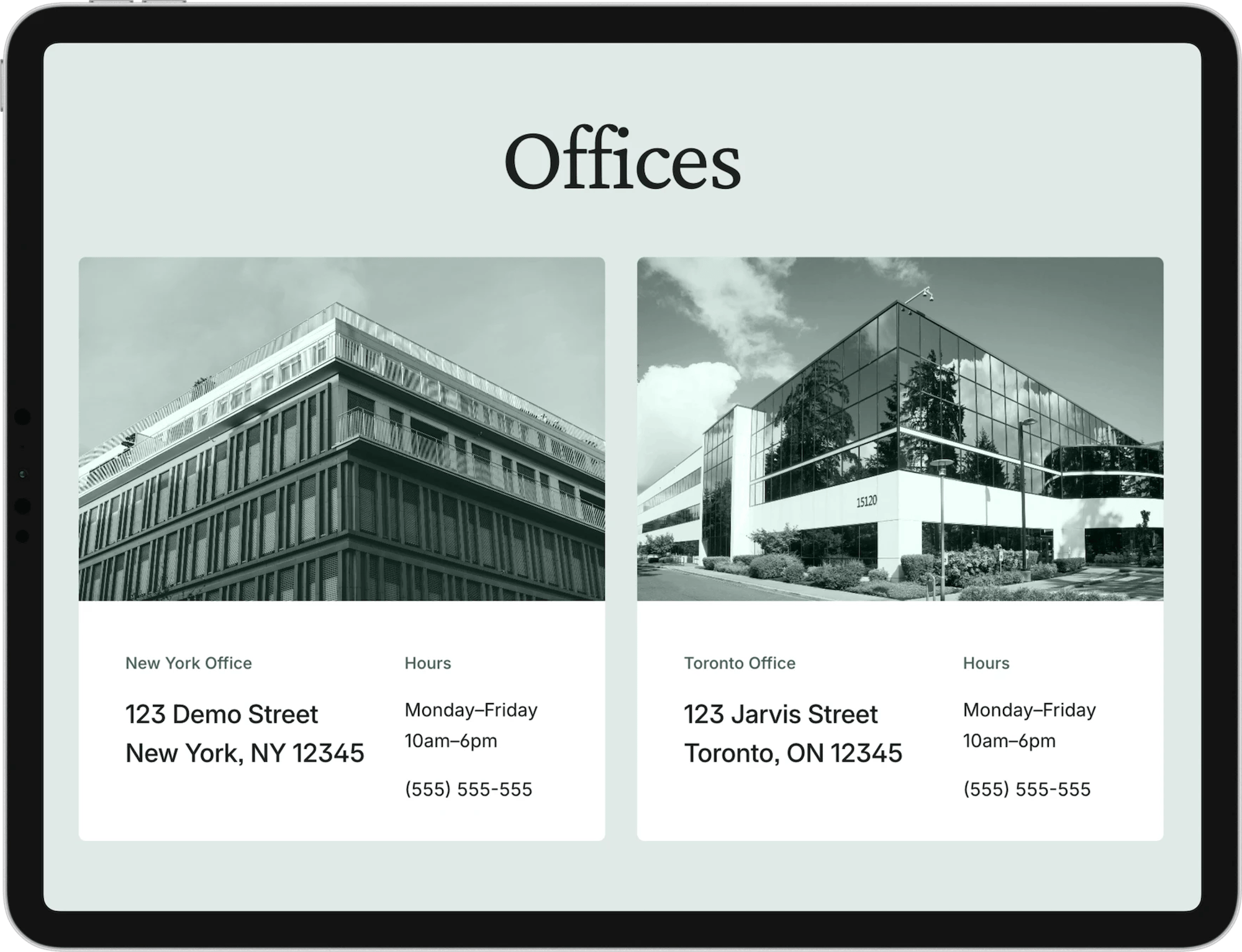 Kintsugi Squarespace template for therapists, shown on a tablet (4 of 7)