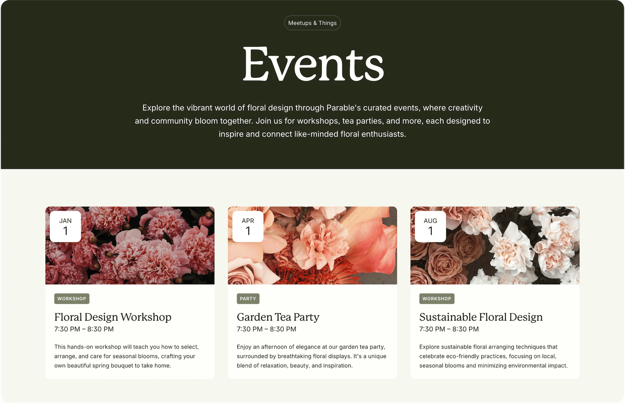 Parable Squarespace template for small businesses, shown on a desktop screen (7 of 7)