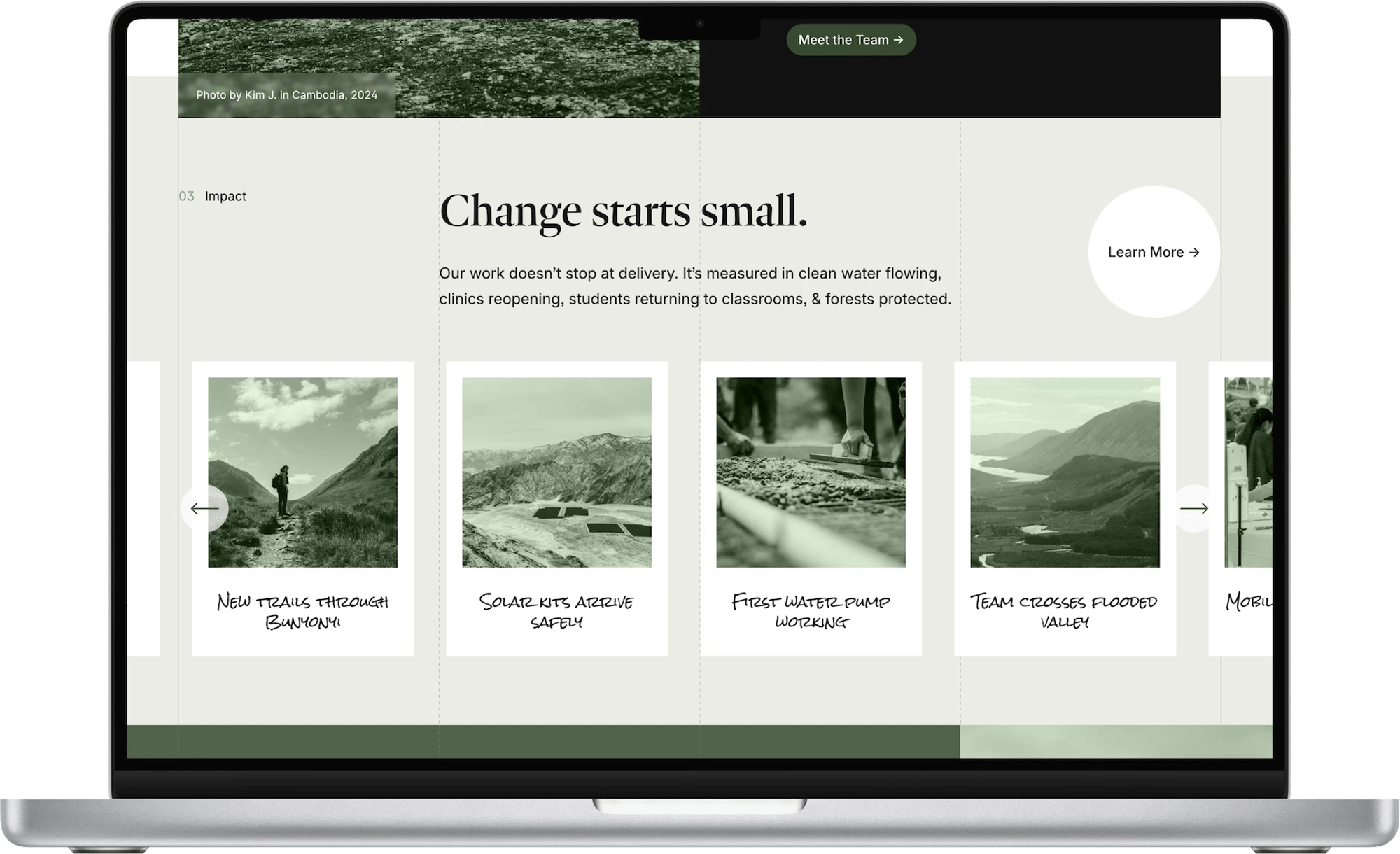 Venture Squarespace template for nonprofits, shown on a desktop screen (1 of 7)