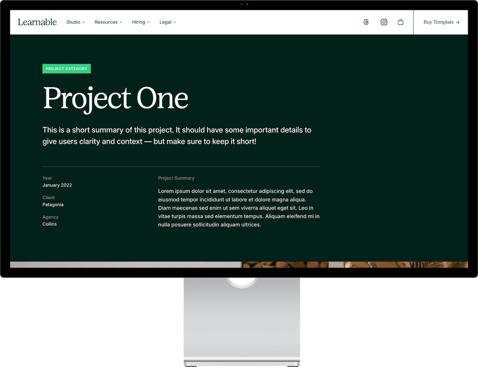 Learnable Squarespace template for course creators, shown on a tablet (6 of 7)