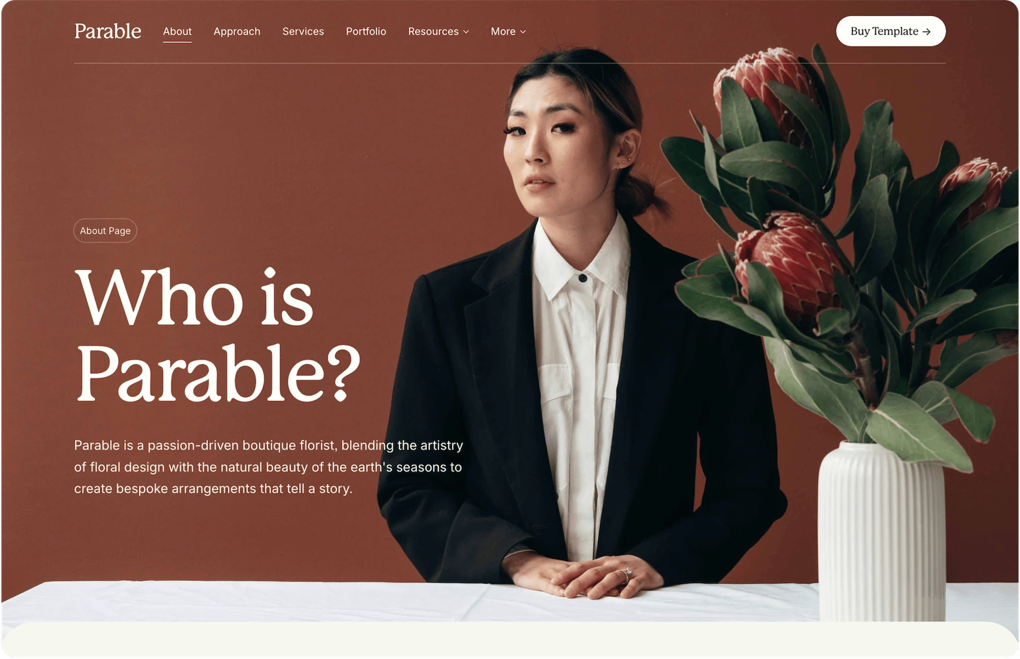 Parable Squarespace template for small businesses, shown on a desktop screen (5 of 7)