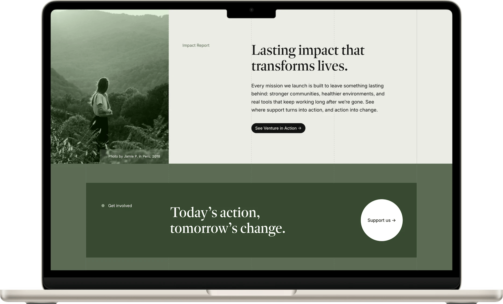 Venture Squarespace template for nonprofits, shown on a desktop screen (3 of 7)
