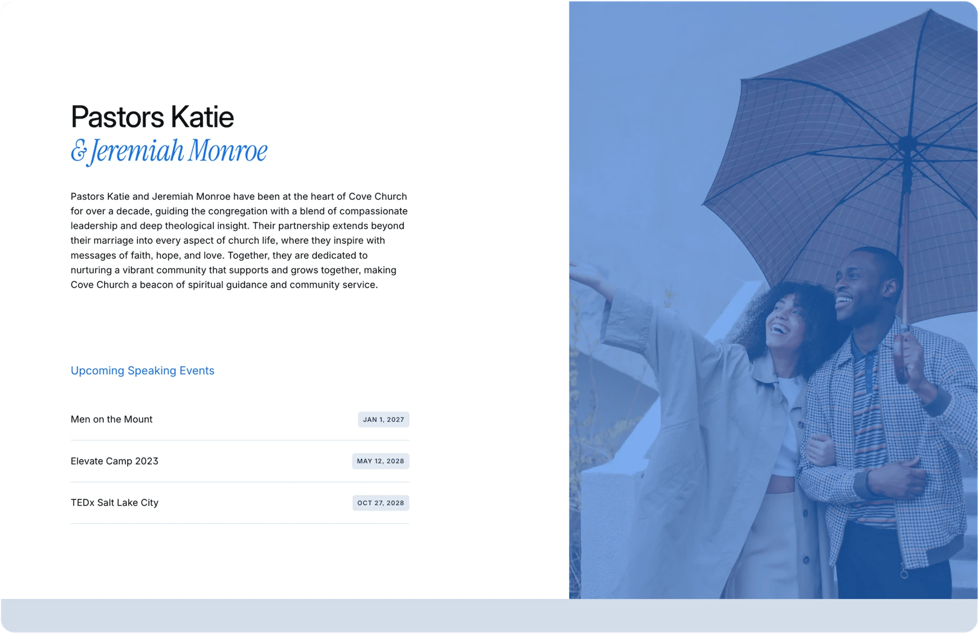 Cove Squarespace template for churches, shown on a desktop screen (4 of 7)