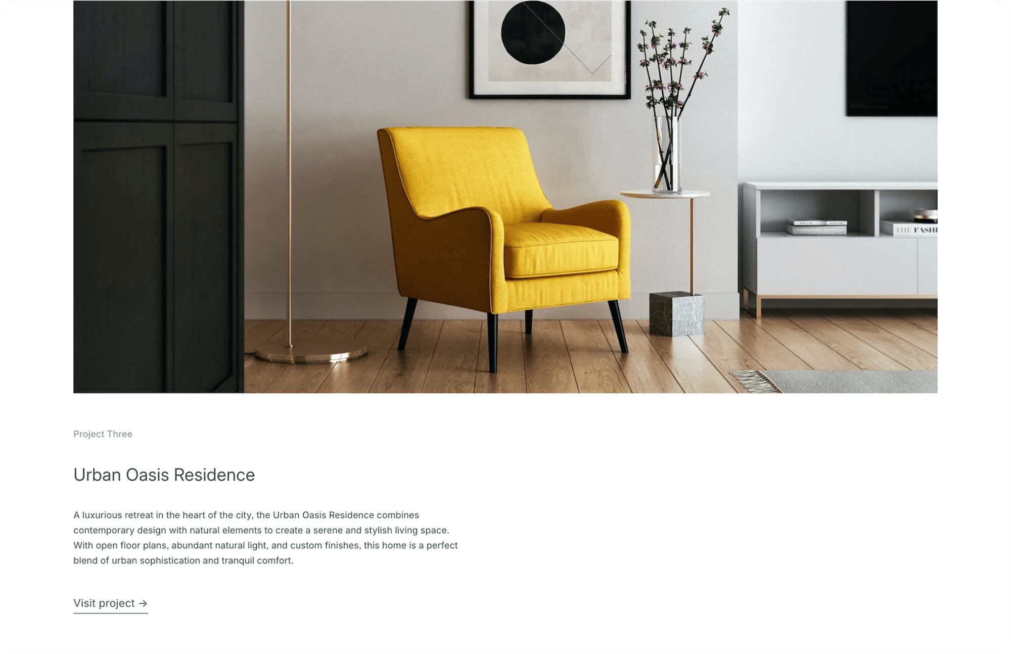 Abode Squarespace template for interior designers, shown on a desktop screen (5 of 7)
