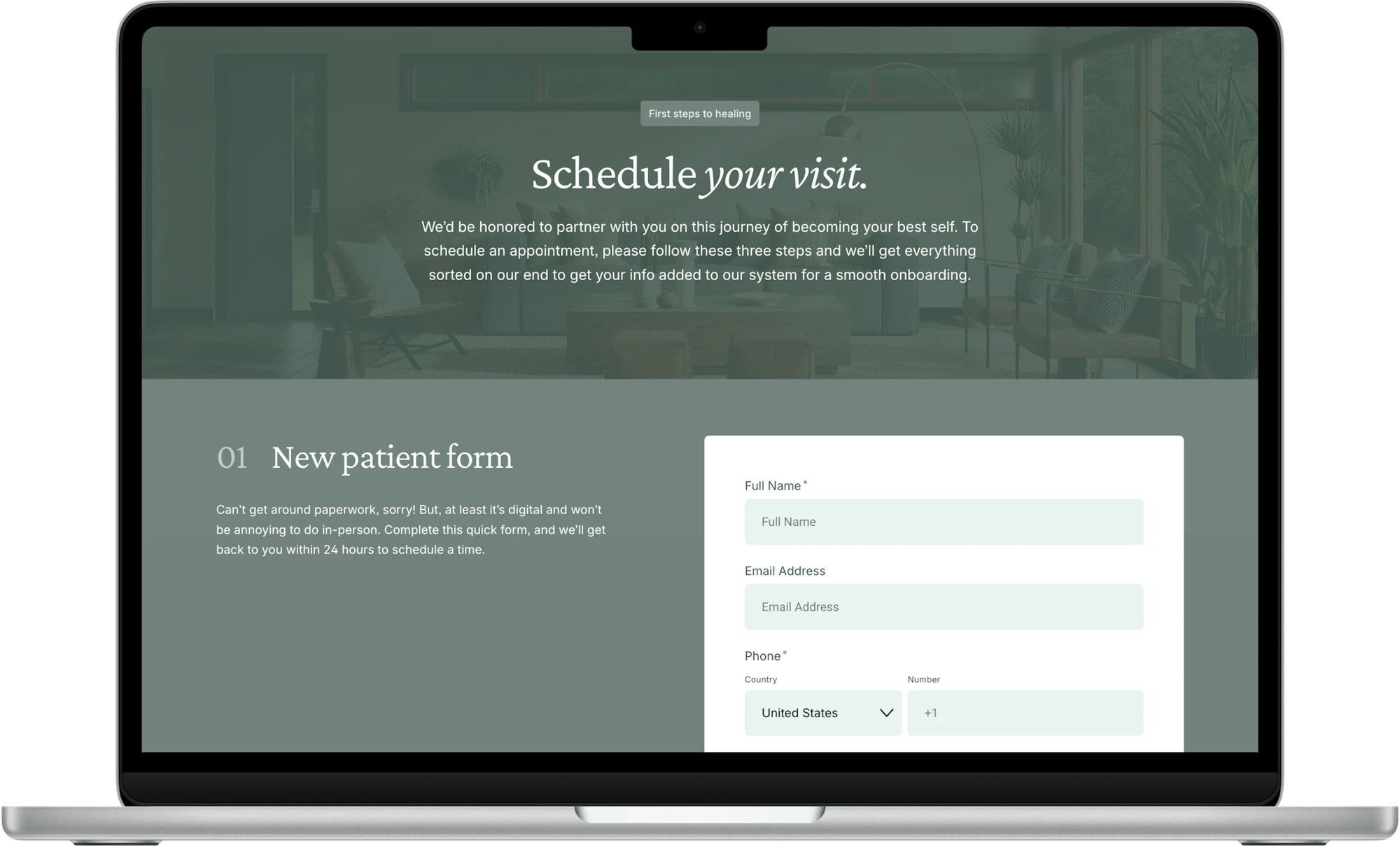 Kintsugi Squarespace template for therapists, shown on a desktop screen (6 of 7)