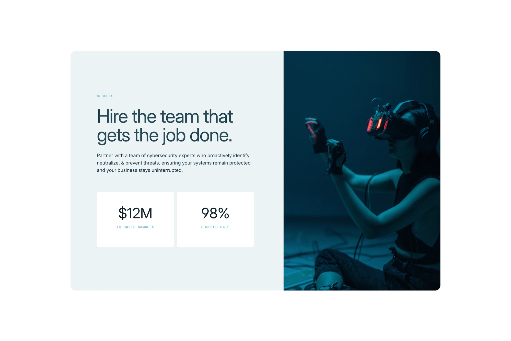 Quantum Squarespace template for cybersecurity teams, shown on a desktop screen (2 of 7)