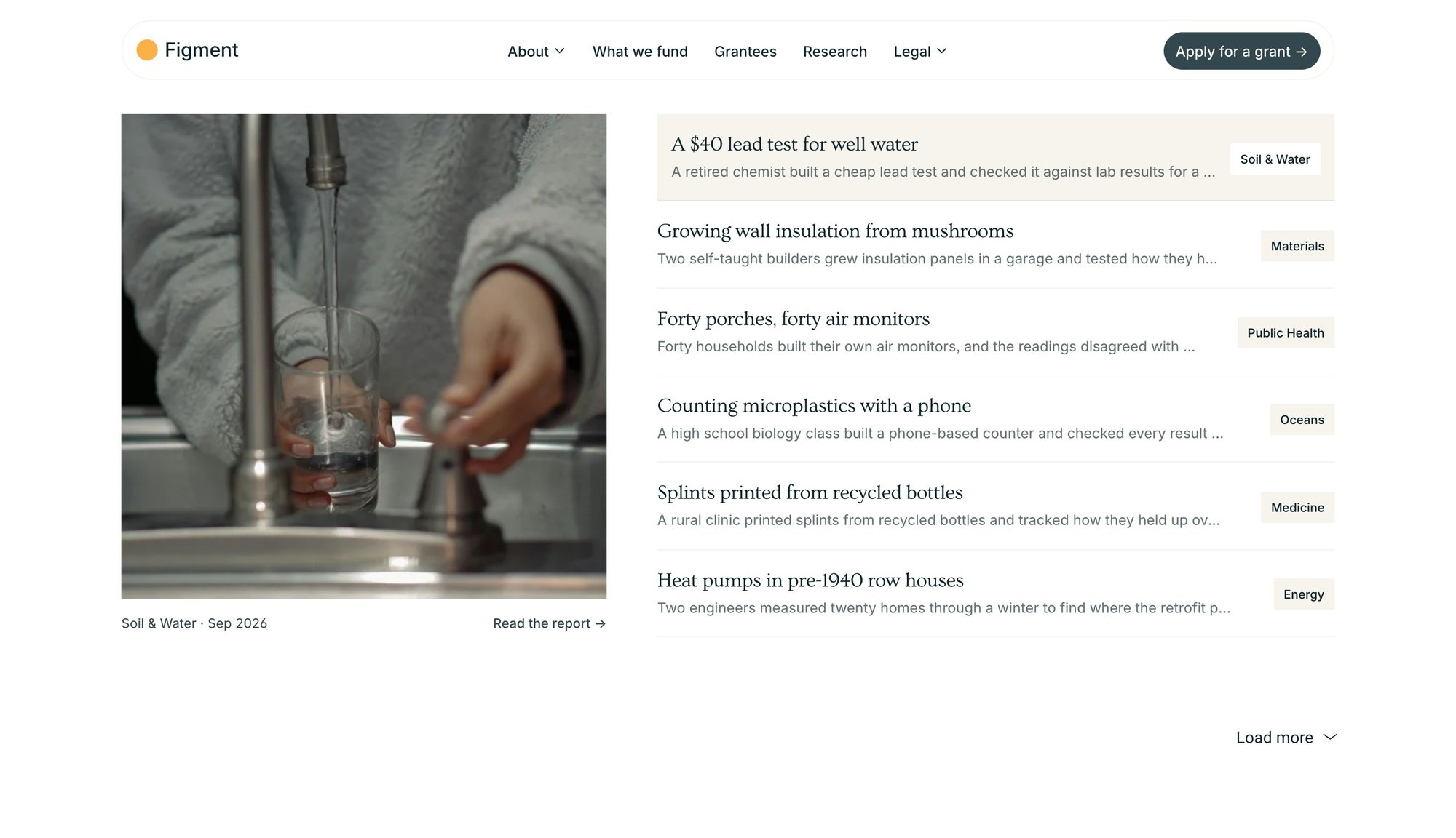 Figment's research list with its preview panel, on desktop