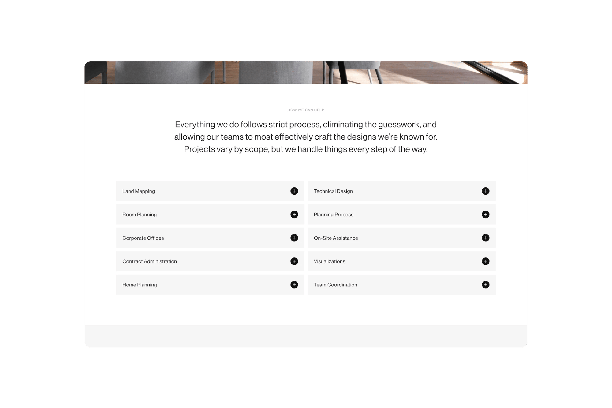Handshake Squarespace template for architects, shown on a desktop screen (7 of 7)