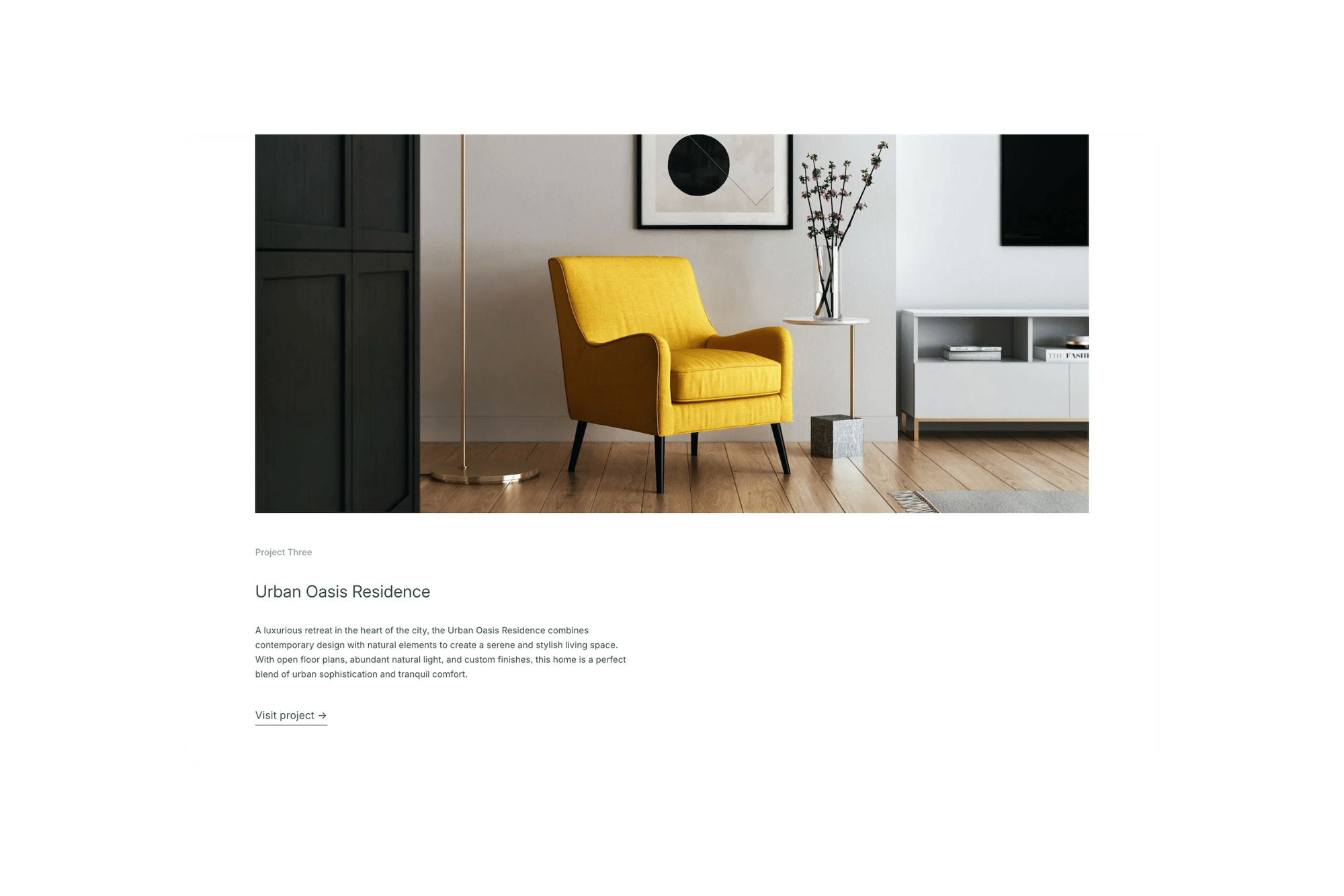 Abode Squarespace template for interior designers, shown on a desktop screen (5 of 7)