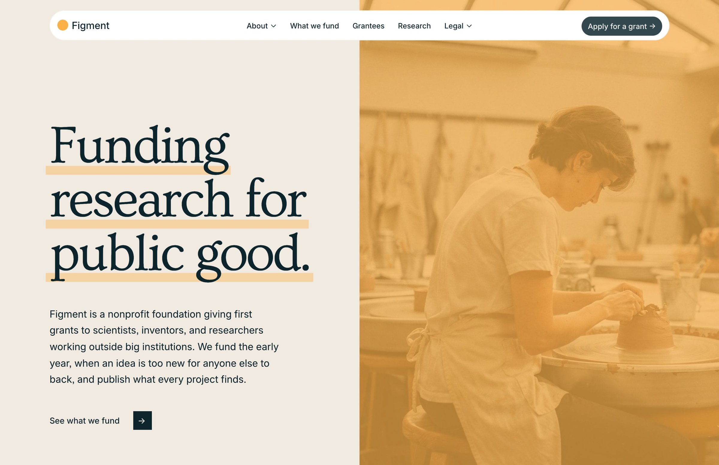 Figment, a one-page Squarespace template for nonprofits by Studio Mesa